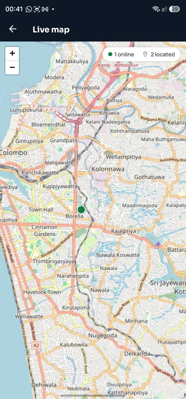 SkyCore Courier app — live rider map